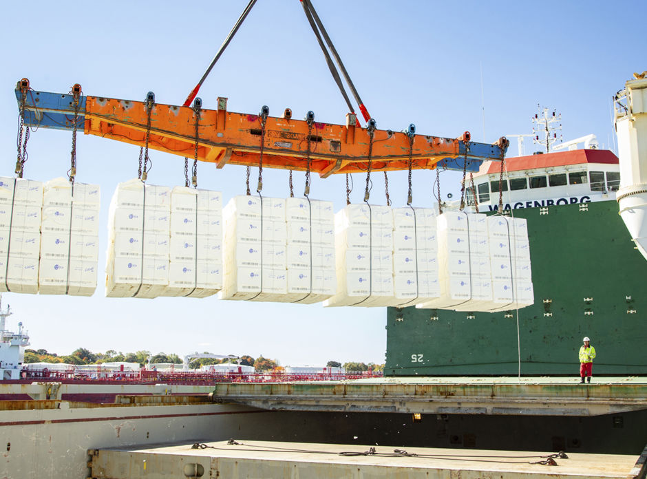 Foreside Photography Sprague Energy Swedish Freighter Unloading Pulp 101618 0049 1